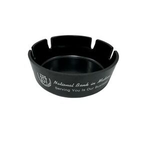 Vintage USA Advertising Ashtray- The 1st National‎ Bank in Madison black plastic